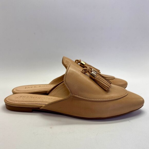 Jack Rogers Penwood Tassel Mule Size 6.5M Sand Leather Backless Slip On Shoes - Picture 7 of 16